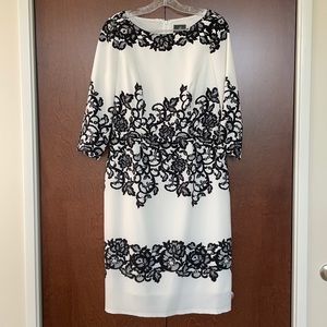 Adrianna Papel, black and whit dress